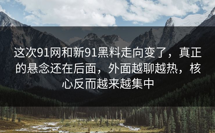 这次91网和新91黑料走向变了，真正的悬念还在后面，外面越聊越热，核心反而越来越集中