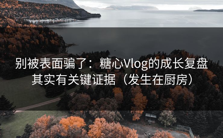 别被表面骗了：糖心Vlog的成长复盘其实有关键证据（发生在厨房）