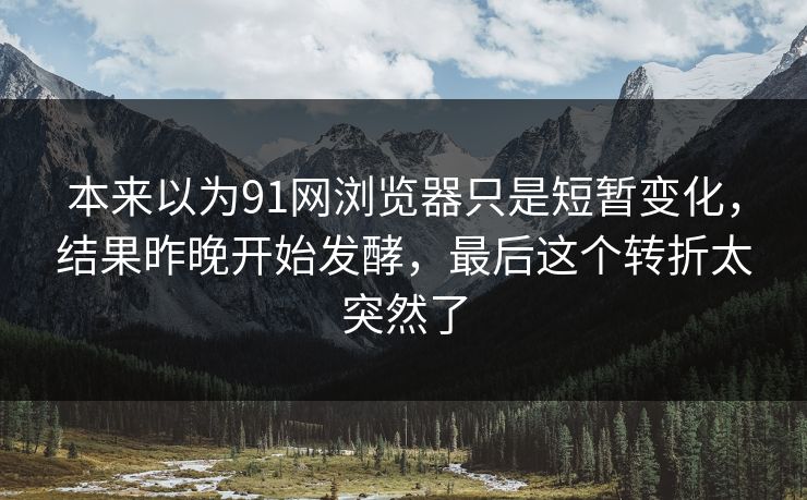 本来以为91网浏览器只是短暂变化，结果昨晚开始发酵，最后这个转折太突然了