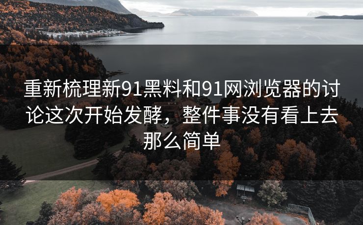 重新梳理新91黑料和91网浏览器的讨论这次开始发酵，整件事没有看上去那么简单