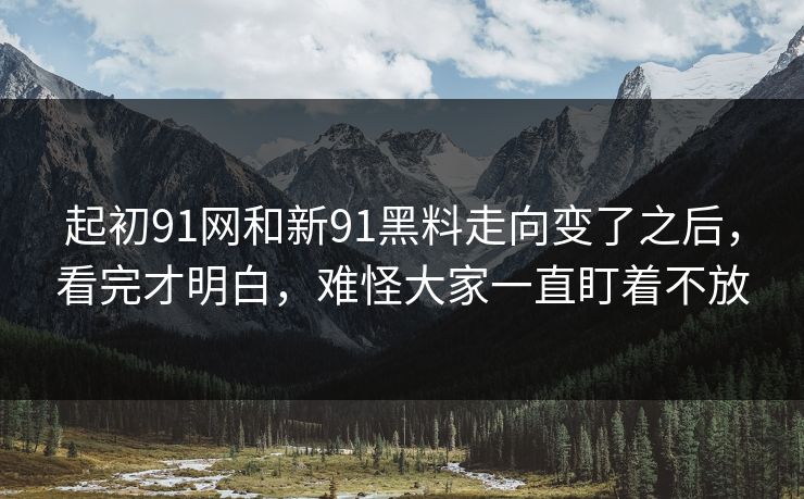 起初91网和新91黑料走向变了之后，看完才明白，难怪大家一直盯着不放